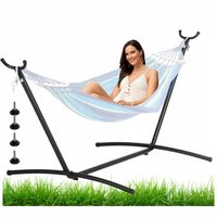STELAŻ DO HAMAKA STOJAK OGRODOWY METALOWY CZARNY DWUOSOBOWY MOCNY 300 KG