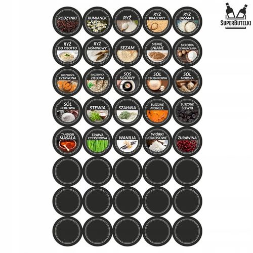 SZKLANE POJEMNIKI NA PRZYPRAWY 24x SŁOICZKI + 200 ETYKIET PRZYPRAWNIK na Arena.pl