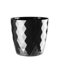 Doniczka osłonka plastikowa CRISTAL 14 cm czarny połysk wzór karo romby