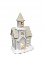 Ceramiczny lampion Hytte domek biało-złoty 14,6 cm