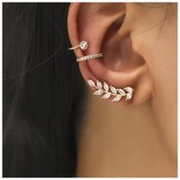 Kolczyki Kolor Złote Listki Kółka Nakładki Nausznice Na Ucho Chrząstkę 3szt