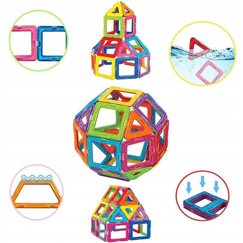 DUŻE KLOCKI MAGNETYCZNE KONSTRUKCYJNE EDUKACYJNE DLA DZIECI 3D 180ELE na Arena.pl