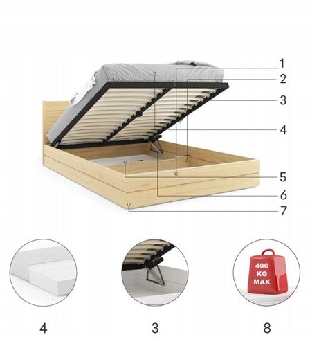 łóżko 160x200 z materacami pojemnikiem stelaż Montana na Arena.pl