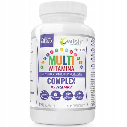 Multiwitamina Complex 120 kapsułek Wish Witaminy K2 D3 B12 Prebiotyk na Arena.pl
