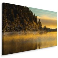 Obraz Na Płótnie Do Salonu Jezioro Las Krajobraz Natura Pejzaż 90cm x 60cm