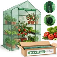 Mini szklarnia ogrodowa foliowa domek z półkami 1 drzwi Zielona 143x73x195