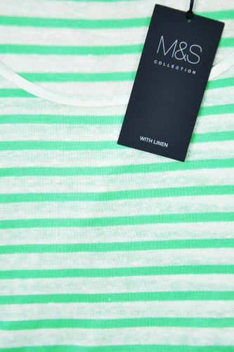 Bluzka w Biało-Zielone Paski  - 44 / XXL na Arena.pl