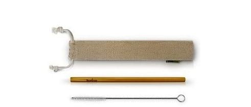 Zestaw: słomka bambusowa 19 cm + czyścik, w bawełnianym woreczku, Bambaw