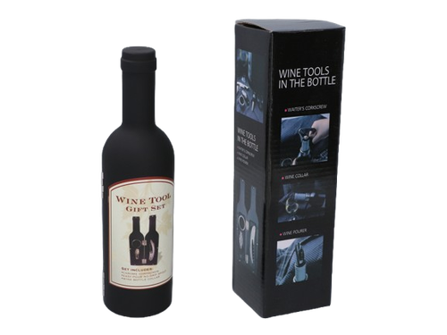 Zestaw do Wina w Kształcie Butelki – korkociąg, nalewak, korek, pierścień na Arena.pl