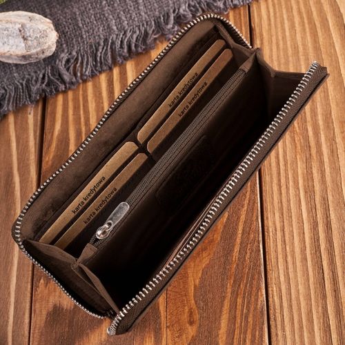 portfel damski skórzany brązowy w geometryczny wzór rfid na Arena.pl