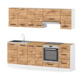 Kuchnia Modułowa Z Blatem Nowoczesna Drewniana Mokka Plus 2.4m Biała Wotan