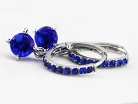 Srebrne wiszące kolczyki szafirowe cyrkonie na prezent eleganckie damskie