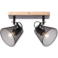 Młodzieżowa lampa sufitowa Whole 40113/76 druciana czarna drewno