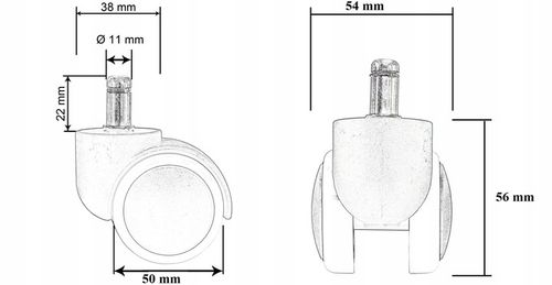 Kółka do fotela obrotowego BIAŁE 50 mm fi.11 mm na Arena.pl