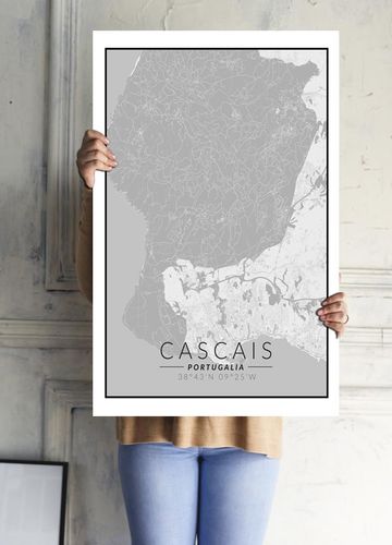 Cascais mapa czarno biała - plakat 40x50 cm na Arena.pl