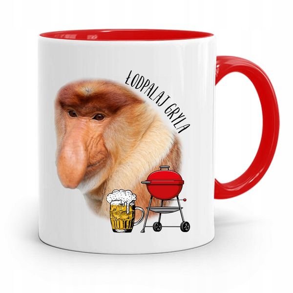 Kubek Czerwony Nosacz Janusz Łodpalaj Gryla Z Nadrukiem Ze Zdjęciem zdjęcie 1