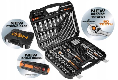 NEO KLUCZE NASADOWE 1/2' 3/8' 1/4' ZESTAW 219 SZT., CRV 10-076 ZESTAW na Arena.pl