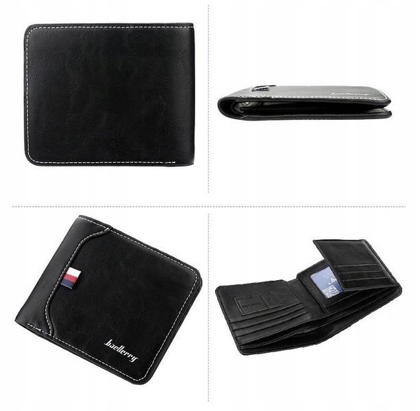 Męski Portfel Skórzany Czarny Skóra Elegancki Mały zdjęcie 8