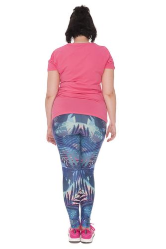 LEGGINSY PLUS SIZE TROPICAL LEAVES BLUE na Arena.pl