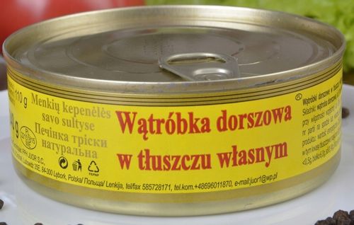 WĄTRÓBKA DORSZOWA W TŁUSZCZU WŁASNYM 240G x5 SZTUK na Arena.pl