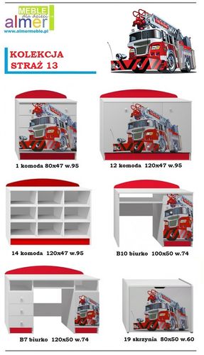biurko z grafiką dziecięce meble dla dzieci szuflady STRAŻ POŻARNA 13 NB7 na Arena.pl