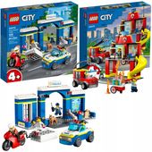 LEGO City Policja Posterunek Radiowóz Motor + Remiza Strażacka Łatwe Klocki