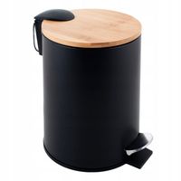 Kosz na śmieci łazienkowy czarny mały śmietnik z pedałem loft bambus YOKA