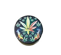 Czarny Młynek do Tytoniu Suszu Duży Liść Marychy Otoczony Małymi Listkami