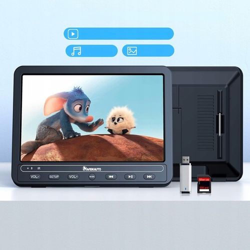 NAVISKAUTO Przenośny odtwarzacz DVD 10,5” z 2 monitorami do samochodu na Arena.pl