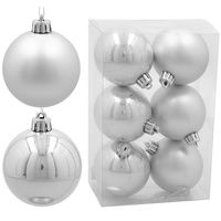 BOMBKI CHOINKOWE SREBRNE ZAWIESZKI NA CHOINKĘ OZDOBY DO STROIKA 6 sztuk