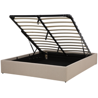 Łóżko z pojemnikiem tapicerowane 140 x 200 cm beżowe DINAN