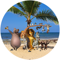 Opłatek na tort Król Lew Madagaskar Pingwiny Żyrafa Zwierzęta Tekst Gratis