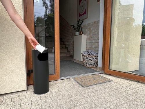 POPIELNICZKA ZEWNĘTRZNA STOJĄCA KOSZ NA ŚMIECI 12 L ŚMIETNIK POPIELNICA 2w1 na Arena.pl