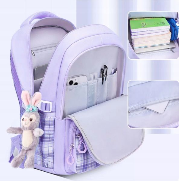 PLECAK SZKOLNY TORNISTER MŁODZIEŻ W KRATĘ POJEMNY DUŻY DO SZKOŁY KL. 4-6 zdjęcie 5