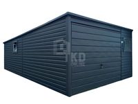 Garaż Blaszany 4x7 - 2x okno - Antracyt - dach spad w tył TKD110