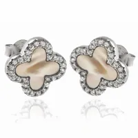 RODOWANE SREBRNE KOLCZYKI WKRĘTKI KONICZYNKI JASNA MASA PERŁOWA CYRKONIE