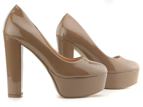 Kawowe beżowe szpilki na platformie 36 na Arena.pl