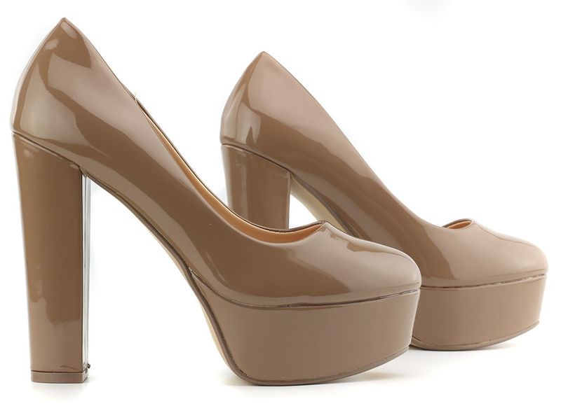 Kawowe beżowe szpilki na platformie 36 zdjęcie 3