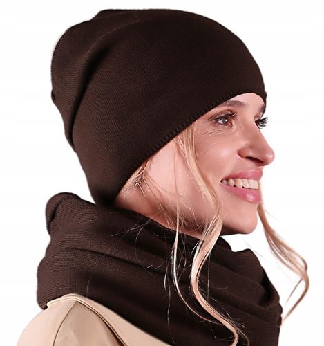 CZAPKA damska przejściowa jesienna gładka Polska modny BRAZ czekolada na Arena.pl