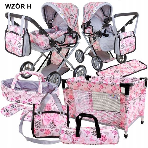 WÓZEK DLA LALEK głeboki spacerowy gondola 3w1 + ŁÓŻECZKO DLA LALKI ZESTAW na Arena.pl