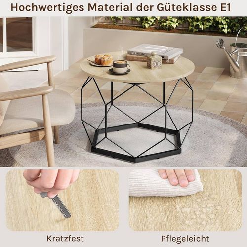 Stolik kawowy okrągły metalowa rama stoliczek boczny na Arena.pl