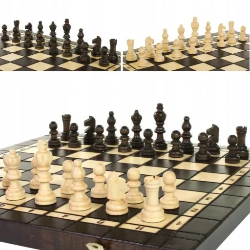 GRY DREWNIANE 3w1 = SZACHY + WARCABY + BACKGAMMON zdjęcie 13