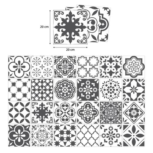 Naklejki Na KAFELKI Czarno-Biała Mozaika Marokańska Zestaw 24 szt. 20x20 na Arena.pl