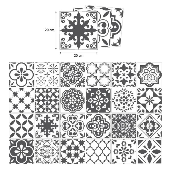 Naklejki Na KAFELKI Czarno-Biała Mozaika Marokańska Zestaw 24 szt. 20x20 zdjęcie 9