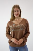 Sweter z brokatową aplikacją Vini Brązowy S/M