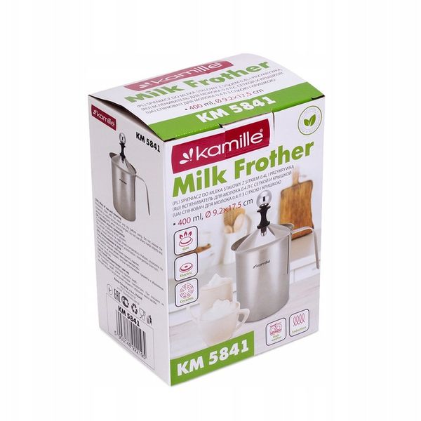 SPIENIACZ DO MLEKA UBIJAK 400ml STALOWY KAMILLE zdjęcie 11