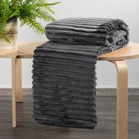 Koc SOFT stalowy 170x210 pasy 3D CIEPŁY GRUBY PLED NARZUTA na łóżko GLAMOUR