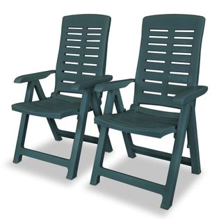 Rozkładane krzesła ogrodowe, 2 szt., zielone, plastikowe