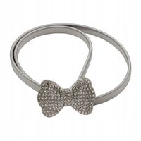 Pasek damski sprężynka kokardka z cyrkoniami kolor srebrny