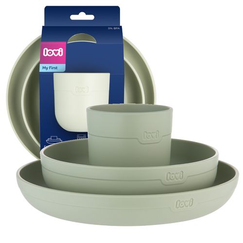 LOVI ZESTAW NACZYŃ DLA DZIECI DO NAUKI JEDZENIA TALERZYK MISKA KUBEK na Arena.pl